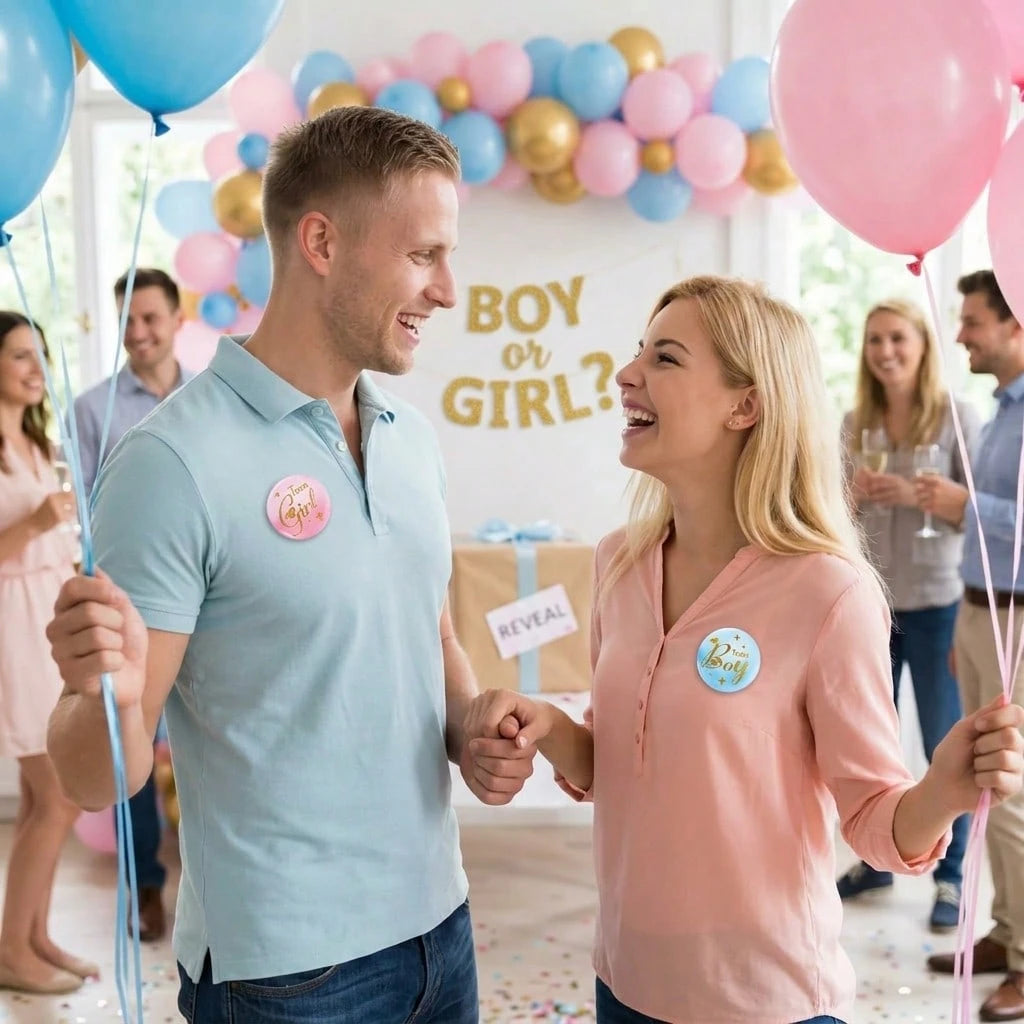 Team Girl Team Boy Buttons, Gender Reveal Party Pins, Pink Blue Baby Shower Badges For Guests, Pregnancy Announcement Decorations And Party Supplies