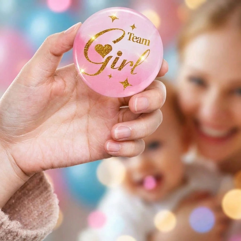 Team Girl Team Boy Buttons, Gender Reveal Party Pins, Pink Blue Baby Shower Badges For Guests, Pregnancy Announcement Decorations And Party Supplies