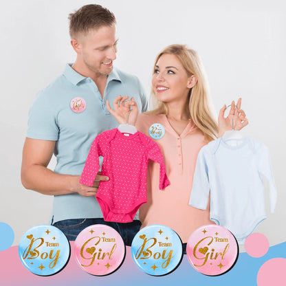 Team Girl Team Boy Buttons, Gender Reveal Party Pins, Pink Blue Baby Shower Badges For Guests, Pregnancy Announcement Decorations And Party Supplies