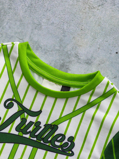 TEENAGE MUTANT NINJA TURTLES| Baby Boy Summer Casual Colorblock Striped Cartoon Print T-Shirt And Shorts Set