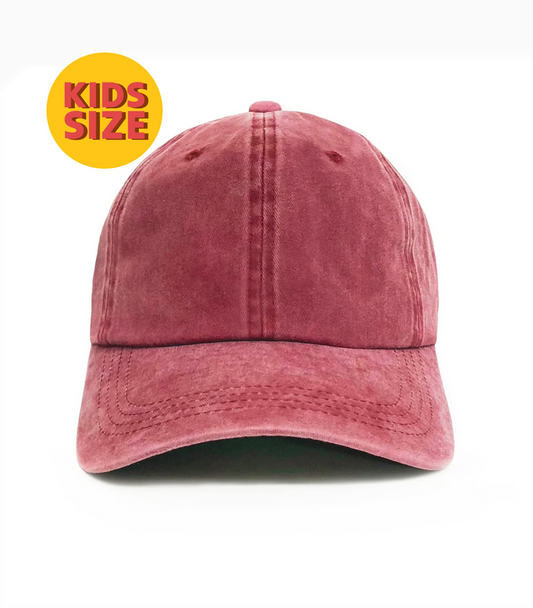 The Junior Kid’s Hat – Washed red kids dad hat with soft cotton finish. Cute everyday kids hat from Dad Brand.