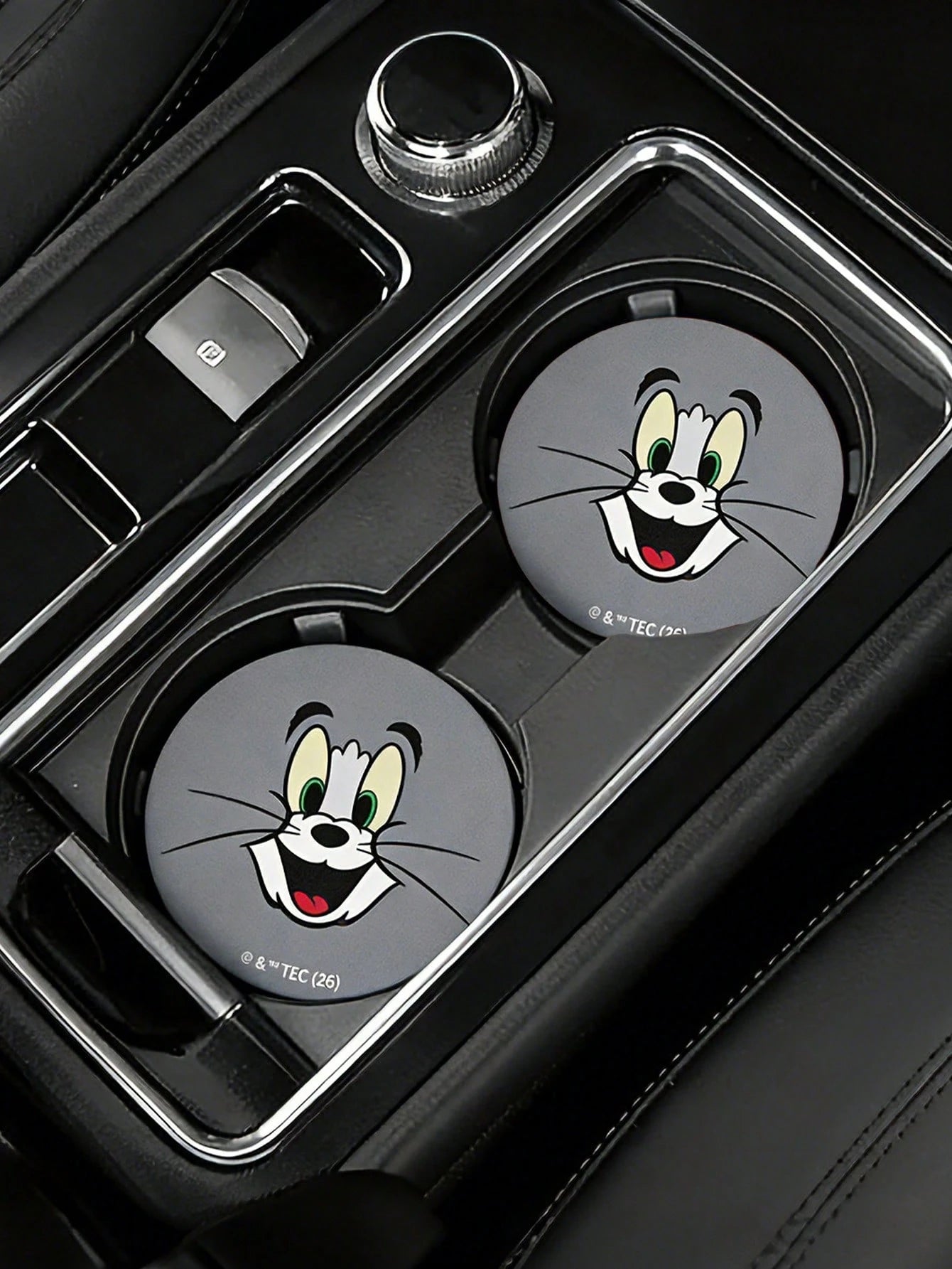THE POWERPUFF GIRLS X PU Leather Car Coaster, Shockproof, Universal, Stylish, Can Be Placed In Car Cup Holder, Also Usable As Car Or Home Office Coaster, Friendship, Bubbles, Blossom, Buttercup