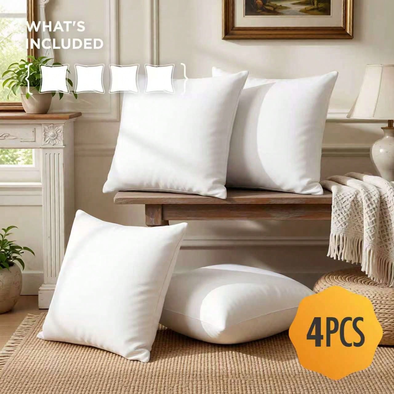 The YUNDO Brand Label Features A White Cushion Core. It Is Suitable For Sofa Cushions, Mattresses, And Patio Cushions. The Sizes Available Are 18*18 Inches, 20*20 Inches, 12*20 Inches, And 22*22 Inche