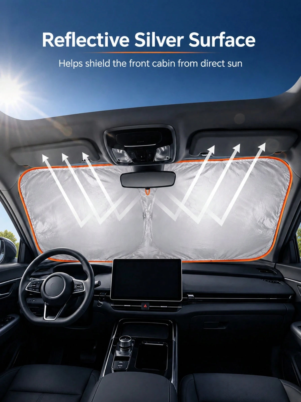 Thickened, Heat-Blocking Foldable Sunshade With A Reflective Silver Surface For UV Protection. Suitable For All Drivers And Vehicles-From Daily Commutes To Camping Trips; Practical For Summer Use In S