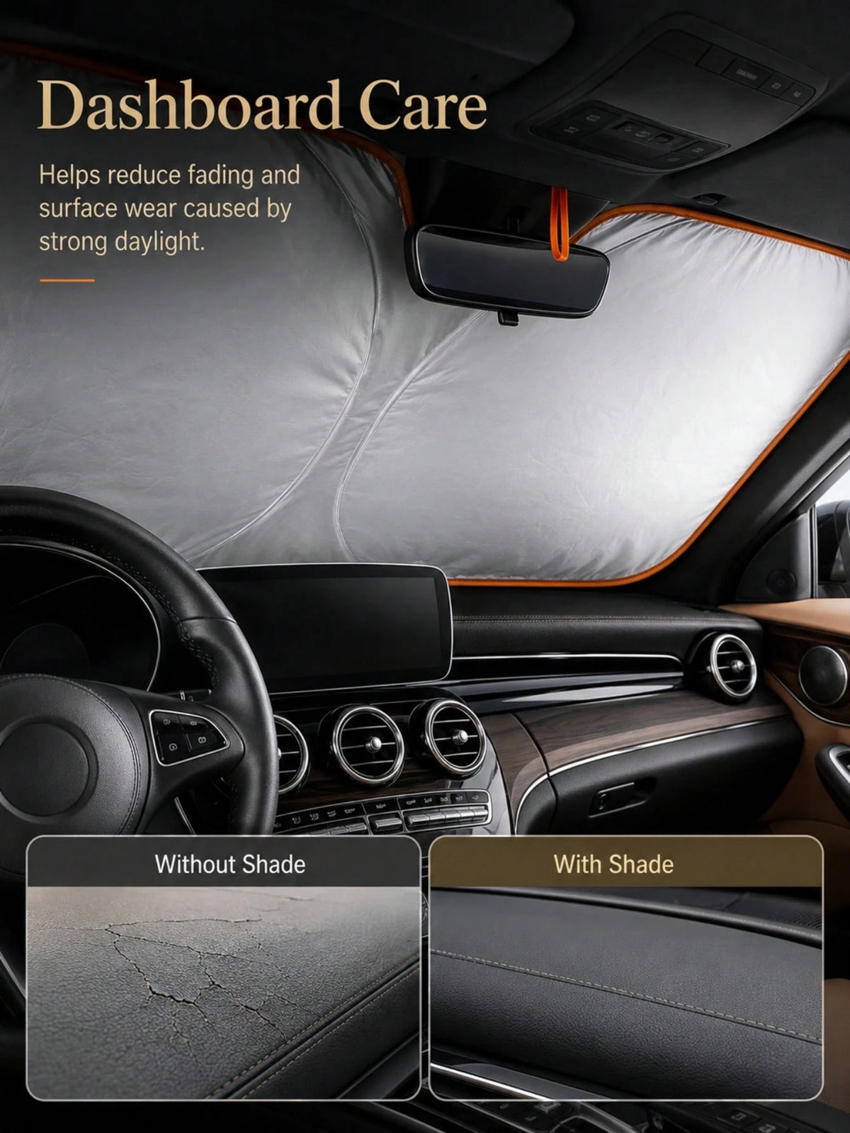 Thickened, Heat-Blocking Foldable Sunshade With A Reflective Silver Surface For UV Protection. Suitable For All Drivers And Vehicles-From Daily Commutes To Camping Trips; Practical For Summer Use In S
