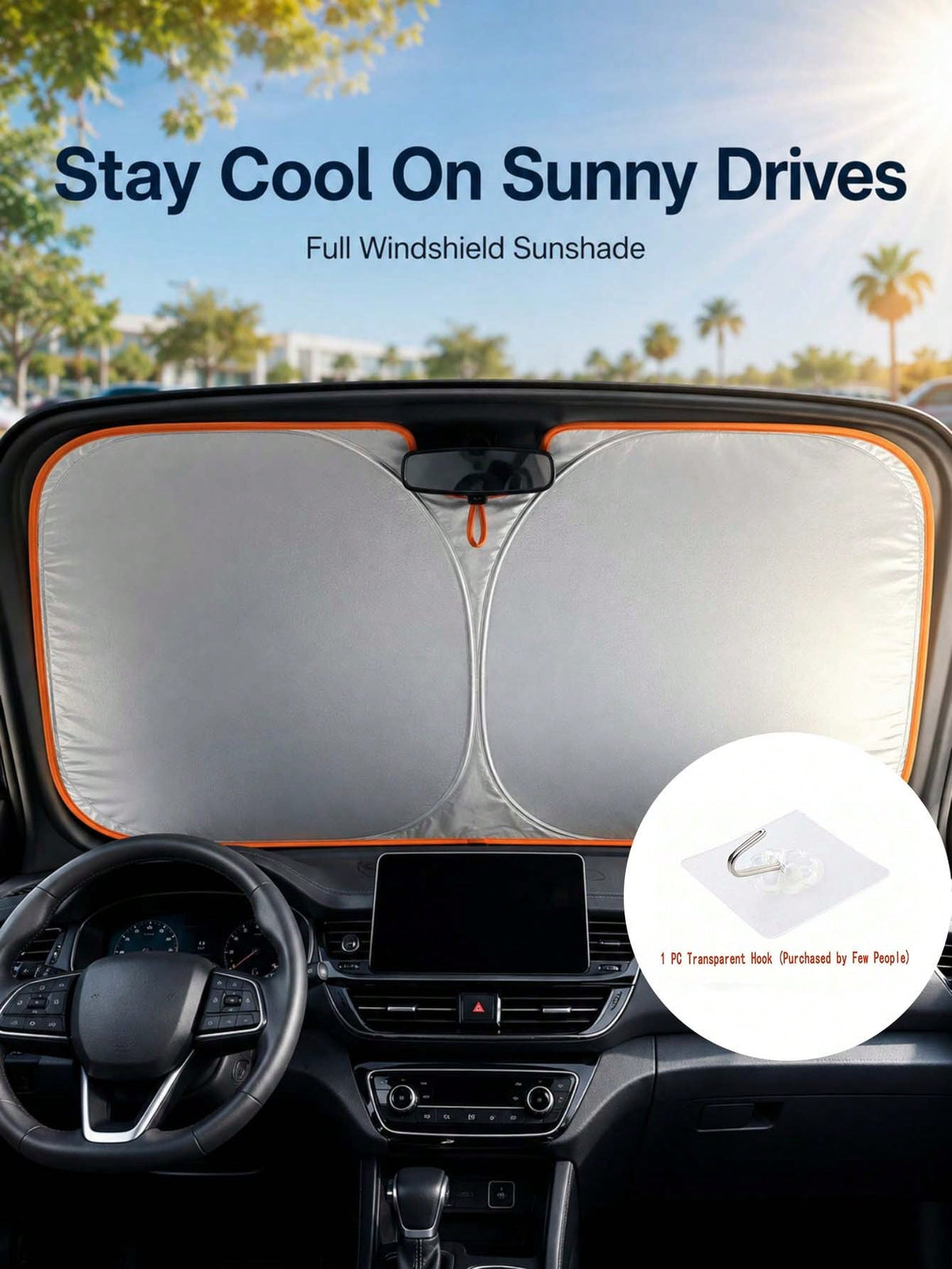Thickened, Heat-Blocking Foldable Sunshade With A Reflective Silver Surface For UV Protection. Suitable For All Drivers And Vehicles-From Daily Commutes To Camping Trips; Practical For Summer Use In S