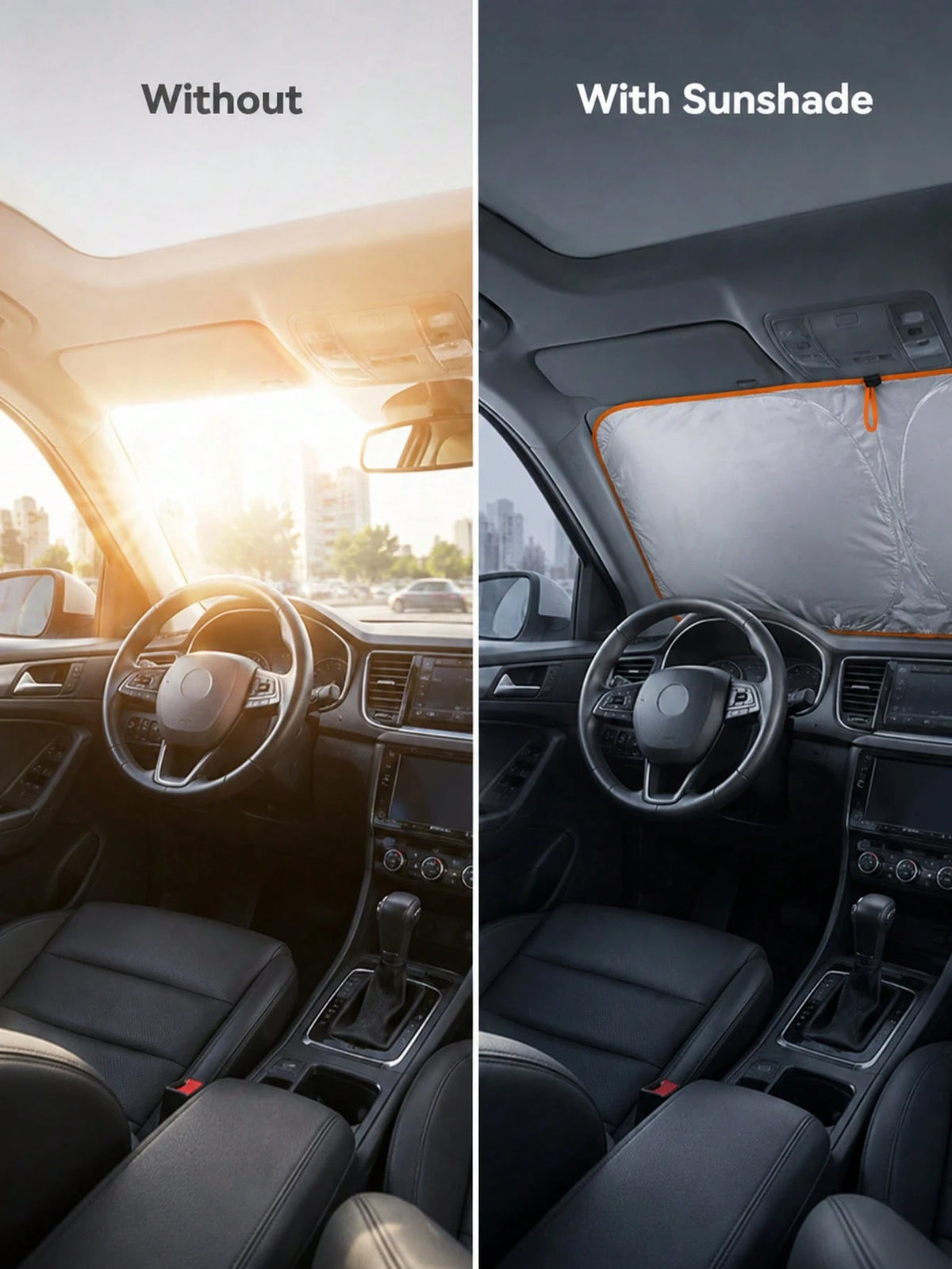 Thickened, Heat-Blocking Foldable Sunshade With A Reflective Silver Surface For UV Protection. Suitable For All Drivers And Vehicles-From Daily Commutes To Camping Trips; Practical For Summer Use In S