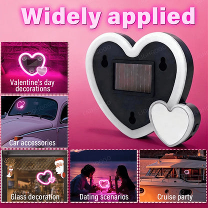 This Is A Pink, Heart-Shaped Car Ambient Light, Featuring A Double-Heart Design, Solar Power And USB Charging Capabilities, And Multiple Lighting Modes. It's Perfect For Dashboard Decoration And Inter