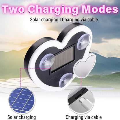 This Is A Pink, Heart-Shaped Car Ambient Light, Featuring A Double-Heart Design, Solar Power And USB Charging Capabilities, And Multiple Lighting Modes. It's Perfect For Dashboard Decoration And Inter