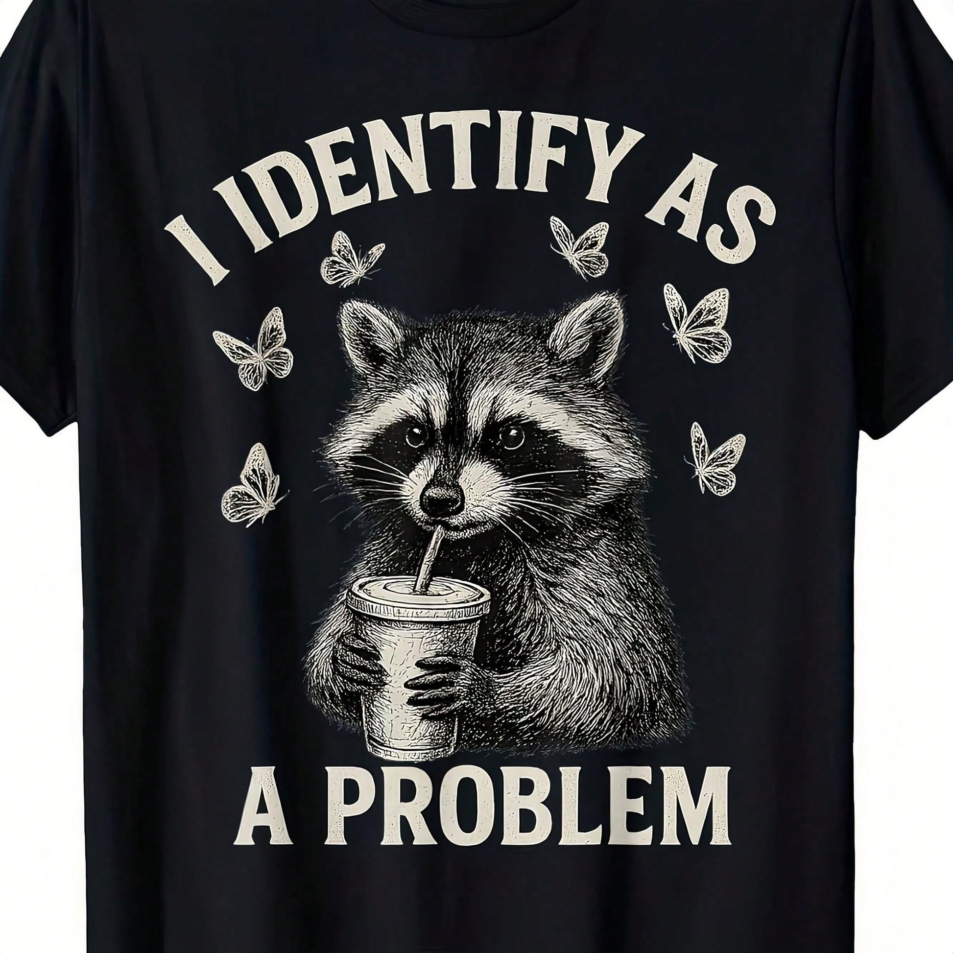 This Women'S Fun Raccoon-Themed T-Shirt Features A Casual Crew Neck Design With A Printed Raccoon Pattern, Perfect For Parties Everyday Wear, And Fun