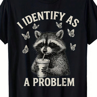 This Women'S Fun Raccoon-Themed T-Shirt Features A Casual Crew Neck Design With A Printed Raccoon Pattern, Perfect For Parties Everyday Wear, And Fun