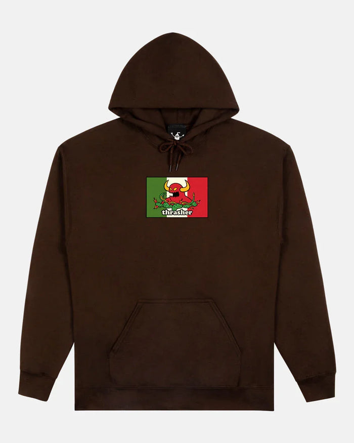 THRASHER X TOY MACHINE - HECHO - HOODIE - DARK CHOCOLATE - Four Street