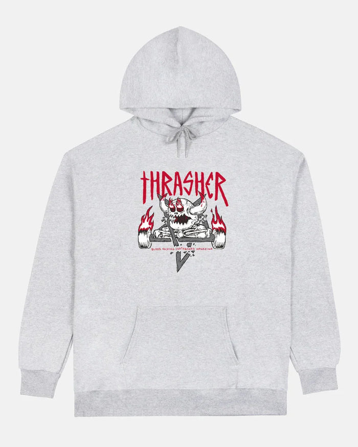 THRASHER X TOY MACHINE - MONSTER-GRAM - HOODIE - ASH GREY - Four Street