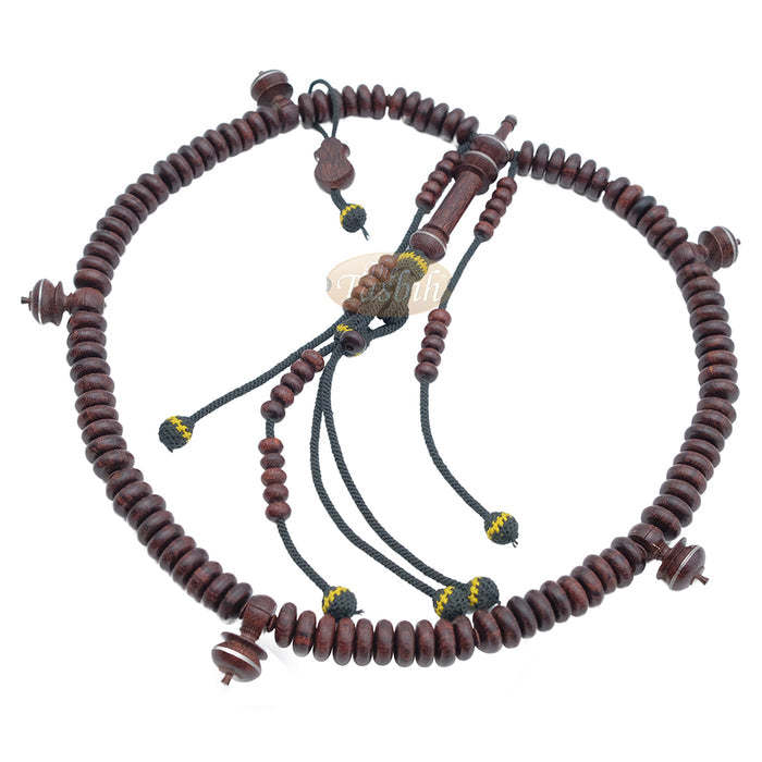 Tijani Tariqah Sibha - Limited Edition Madhawi 13x5 mm Tamarind Pewter Inlay Contour Dividers 100 Beads