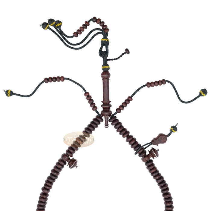 Tijani Tariqah Sibha - Limited Edition Madhawi 13x5 mm Tamarind Pewter Inlay Contour Dividers 100 Beads