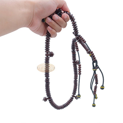 Tijani Tariqah Sibha - Limited Edition Madhawi 13x5 mm Tamarind Pewter Inlay Contour Dividers 100 Beads