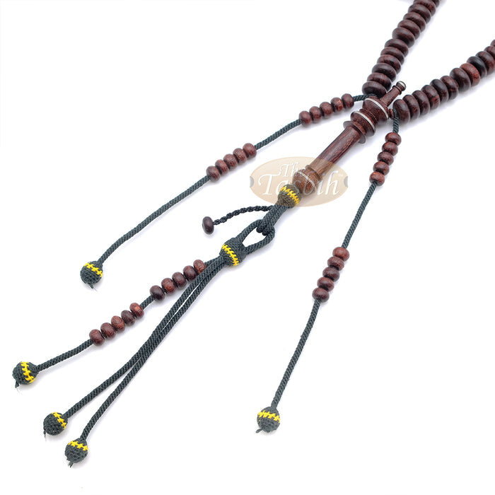 Tijani Tariqah Sibha - Limited Edition Madhawi 13x5 mm Tamarind Pewter Inlay Contour Dividers 100 Beads