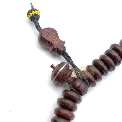 Tijani Tariqah Sibha - Limited Edition Madhawi 13x5 mm Tamarind Pewter Inlay Contour Dividers 100 Beads