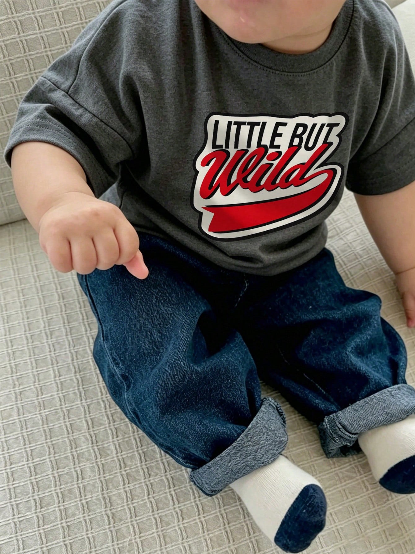 Toddler Boys' Cool Street Style Short Sleeve T-Shirt, Versatile Dark Gray Basic Tee
