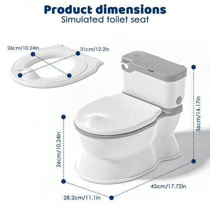 Toddler Potty Training Toilet- With Removable Training Seat, Realistic Flush Sound, Wipes Storage & Toilet Paper Holder, Fits 18-Month-Old Boys & Girls; Features Realistic Toilet Feel, Disposable Lin