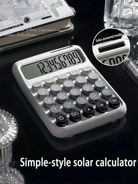 tonxiyuemu 1pc Dual Power Ombre Color Calculator, 12-Digit Wide Screen Display, Flexible Mechanical Keys, Large Size Body, Solar + Battery Powered, Suitable For School, Exam, Office, Front Desk, Back