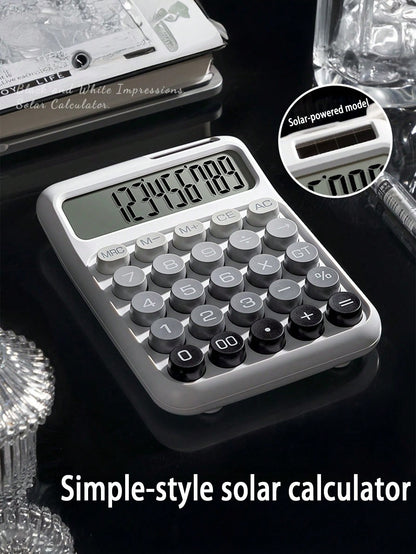 tonxiyuemu 1pc Dual Power Ombre Color Calculator, 12-Digit Wide Screen Display, Flexible Mechanical Keys, Large Size Body, Solar + Battery Powered, Suitable For School, Exam, Office, Front Desk, Back