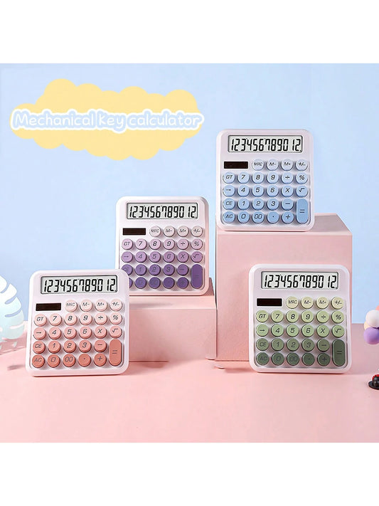 tonxiyuemu 1pc Ombre Mechanical Keypad Large Display Calculator, Solar Powered Scientific Calculator, Colorful & Beautiful Big Buttons, Dual Solar & Battery Powered, Suitable For Finance, Accounting