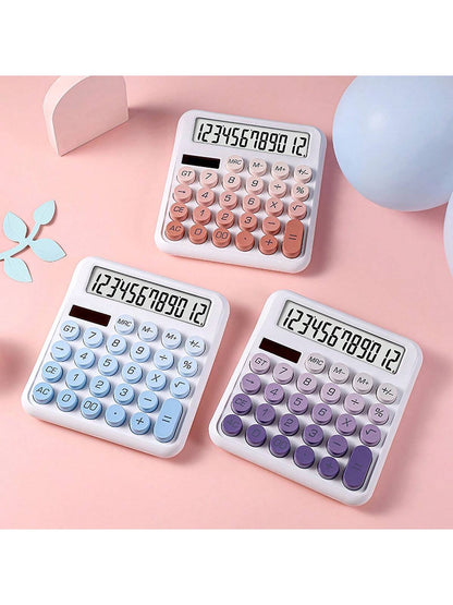 tonxiyuemu 1pc Ombre Mechanical Keypad Large Display Calculator, Solar Powered Scientific Calculator, Colorful & Beautiful Big Buttons, Dual Solar & Battery Powered, Suitable For Finance, Accounting