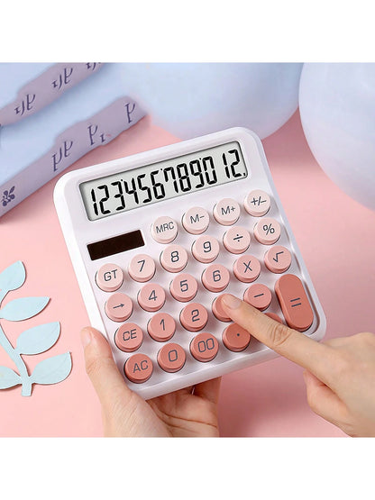 tonxiyuemu 1pc Ombre Mechanical Keypad Large Display Calculator, Solar Powered Scientific Calculator, Colorful & Beautiful Big Buttons, Dual Solar & Battery Powered, Suitable For Finance, Accounting