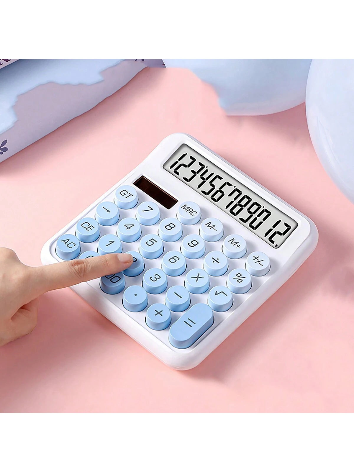 tonxiyuemu 1pc Ombre Mechanical Keypad Large Display Calculator, Solar Powered Scientific Calculator, Colorful & Beautiful Big Buttons, Dual Solar & Battery Powered, Suitable For Finance, Accounting