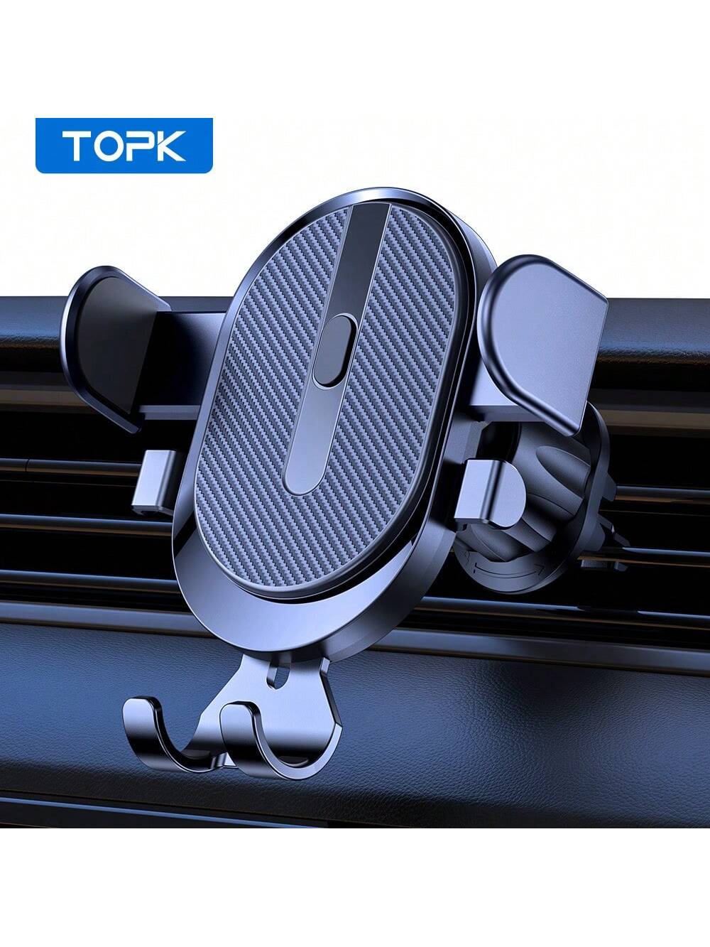 TOPK Car Phone Holder Mount, [Upgrade Auto Locking] Universal Phone Holder With Hook Clip For Car Air Vent Compatible With Cellphones