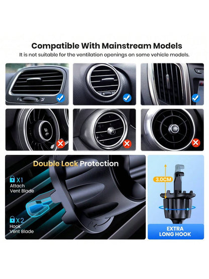 TOPK Car Phone Holder Mount, [Upgrade Auto Locking] Universal Phone Holder With Hook Clip For Car Air Vent Compatible With Cellphones
