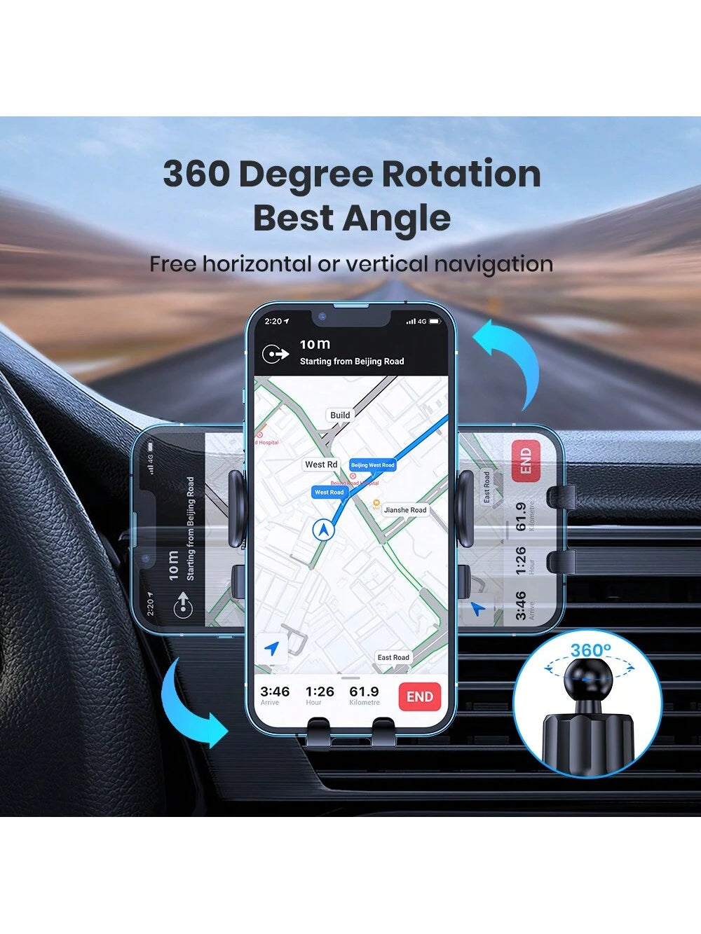 TOPK Car Phone Holder Mount, [Upgrade Auto Locking] Universal Phone Holder With Hook Clip For Car Air Vent Compatible With Cellphones