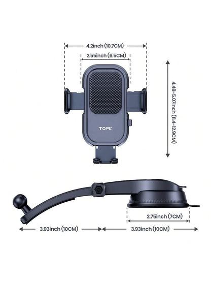 TOPK D40-C Car Phone Holder Mount, Upgraded Handsfree Stand, Phone Holder For Car Dashboard, Compatible With IPhone Android Cell Phones