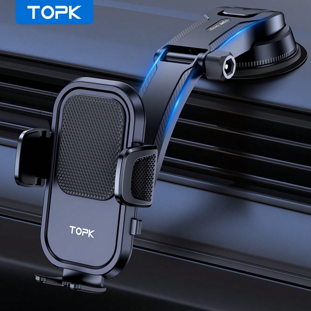 TOPK D40-C Car Phone Holder Mount, Upgraded Handsfree Stand, Phone Holder For Car Dashboard, Compatible With IPhone Android Cell Phones