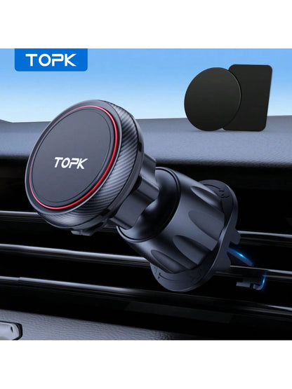 TOPK D45 Magnetic Car Phone Holder, Upgraded N52 Super Strong Magnetic Cell Phone Mount for Car Air Vent Compatible with All Smartphones