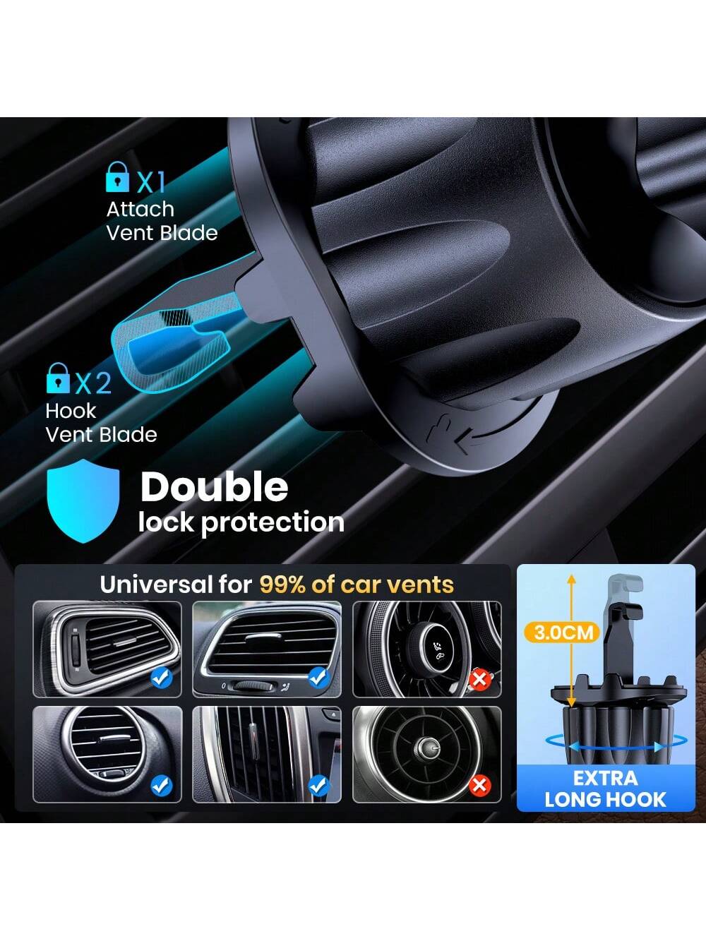 TOPK D45 Magnetic Car Phone Holder, Upgraded N52 Super Strong Magnetic Cell Phone Mount for Car Air Vent Compatible with All Smartphones