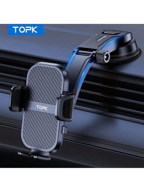 TOPK Phone Holder for Car Dashboard, Upgraded Adjustable horizontally and vertically Cell Phone Mount For Car Dashboard Compatible With All Phones
