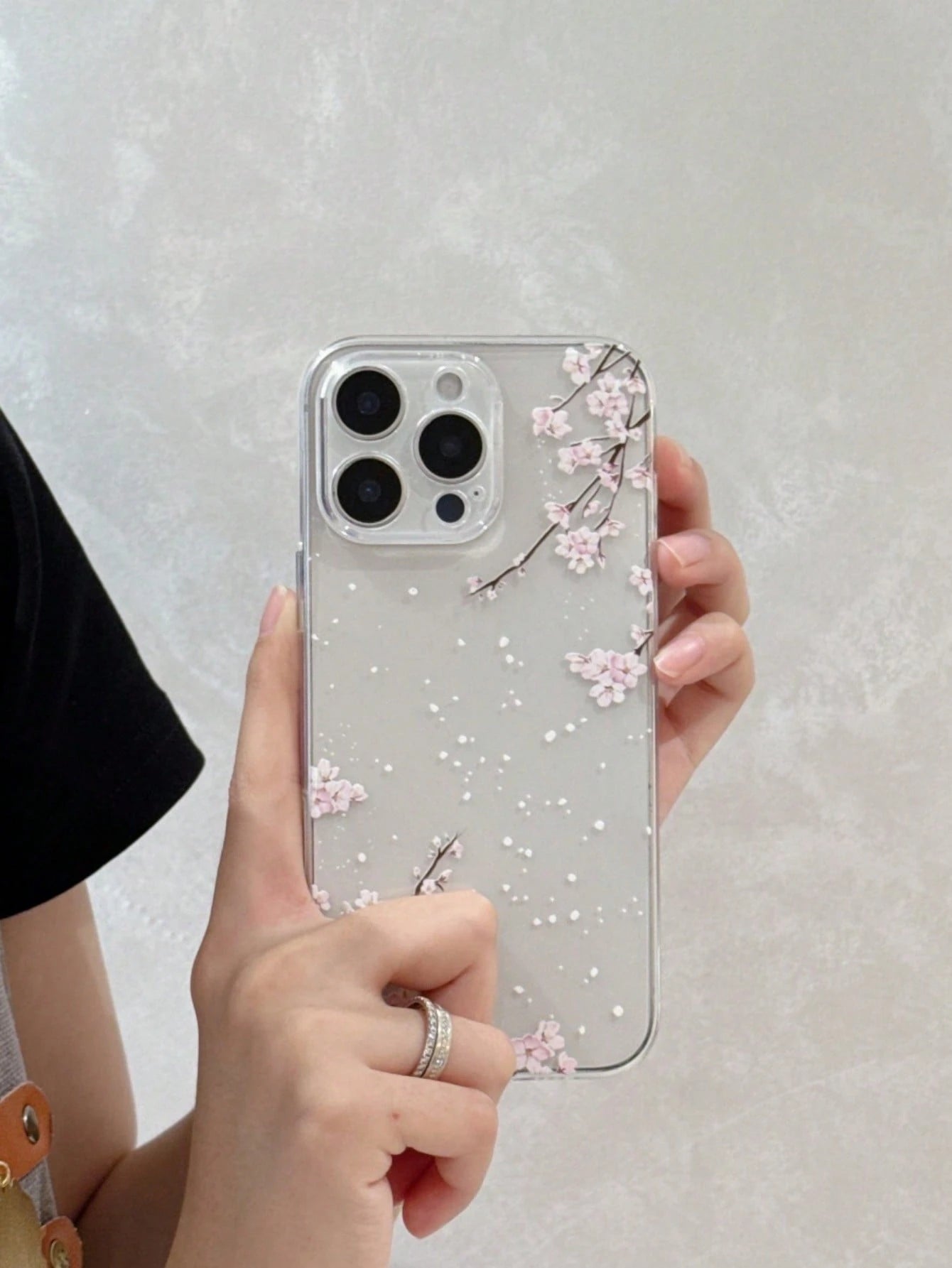 TPU White Pink Floral Element Fashion Phone Case 1pc Transparent Anti-Fall TPU Phone Case Compatible With IPhone 11, 15 Pro Max, 14 Pro Max/Galaxy/Honor X6A, X7B, X8B Waterproof Shockproof Scratch Res