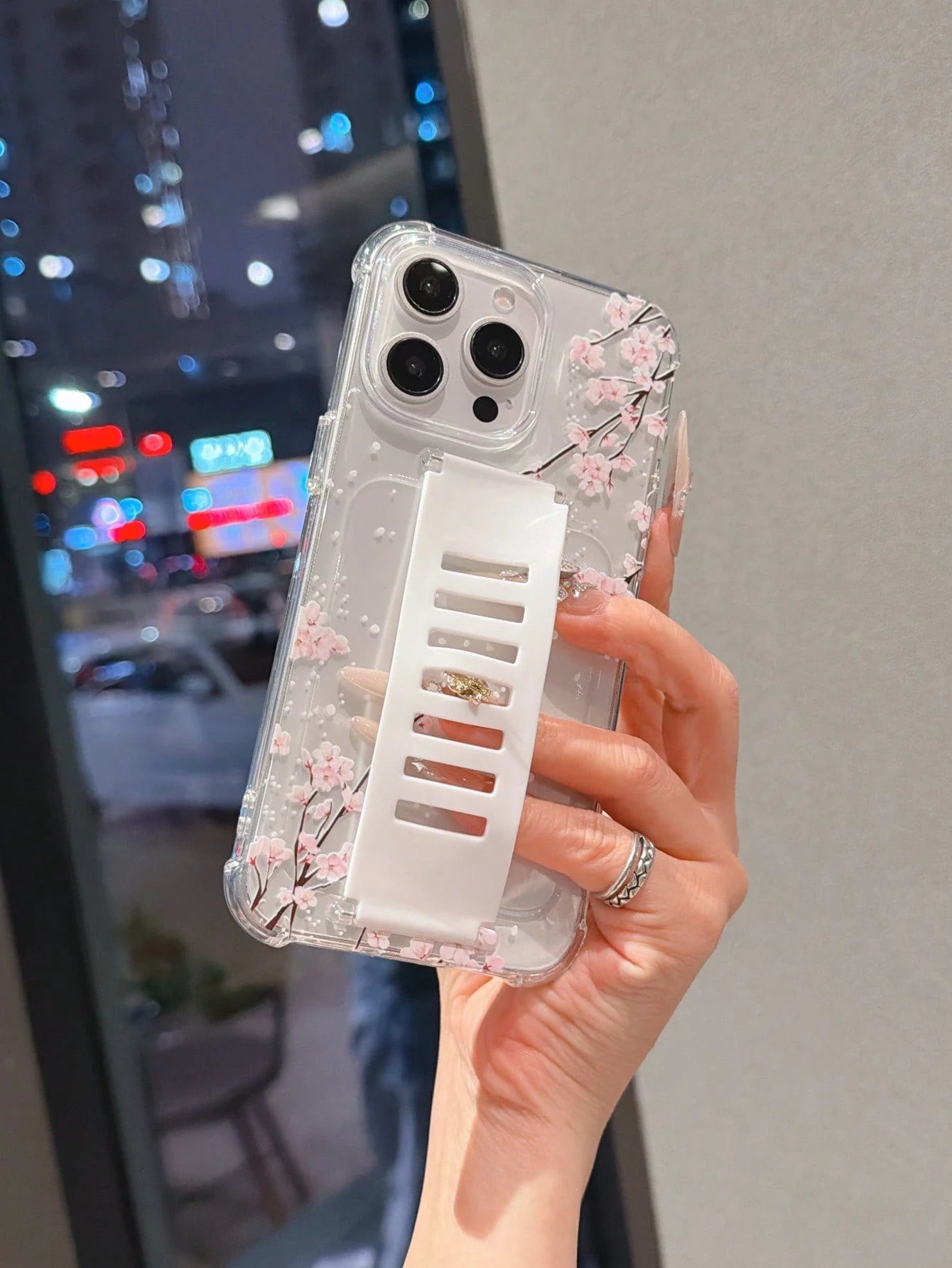 TPU White Pink Floral Element Fashion Phone Case 1pc Transparent Anti-Fall TPU Phone Case Compatible With IPhone 11, 15 Pro Max, 14 Pro Max/Galaxy/Honor X6A, X7B, X8B Waterproof Shockproof Scratch Res