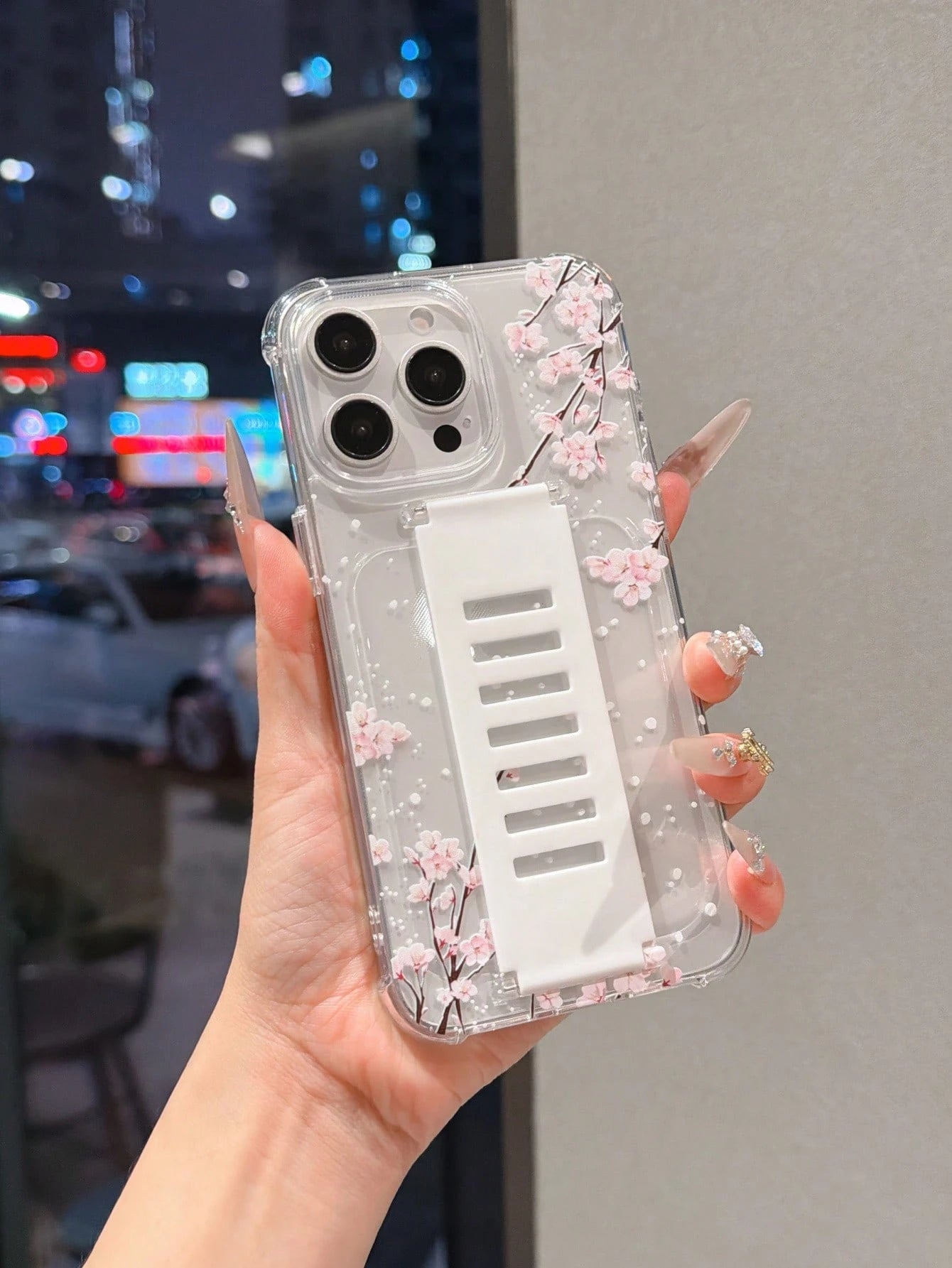 TPU White Pink Floral Element Fashion Phone Case 1pc Transparent Anti-Fall TPU Phone Case Compatible With IPhone 11, 15 Pro Max, 14 Pro Max/Galaxy/Honor X6A, X7B, X8B Waterproof Shockproof Scratch Res