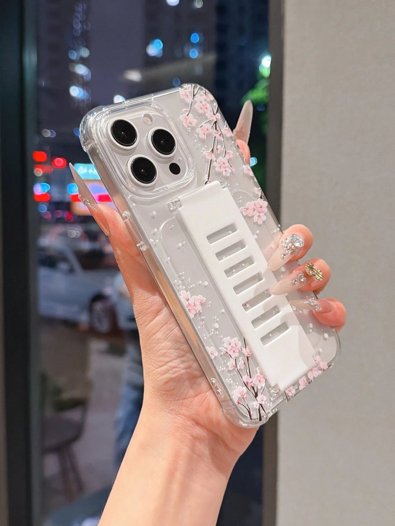 TPU White Pink Floral Element Fashion Phone Case 1pc Transparent Anti-Fall TPU Phone Case Compatible With IPhone 11, 15 Pro Max, 14 Pro Max/Galaxy/Honor X6A, X7B, X8B Waterproof Shockproof Scratch Res