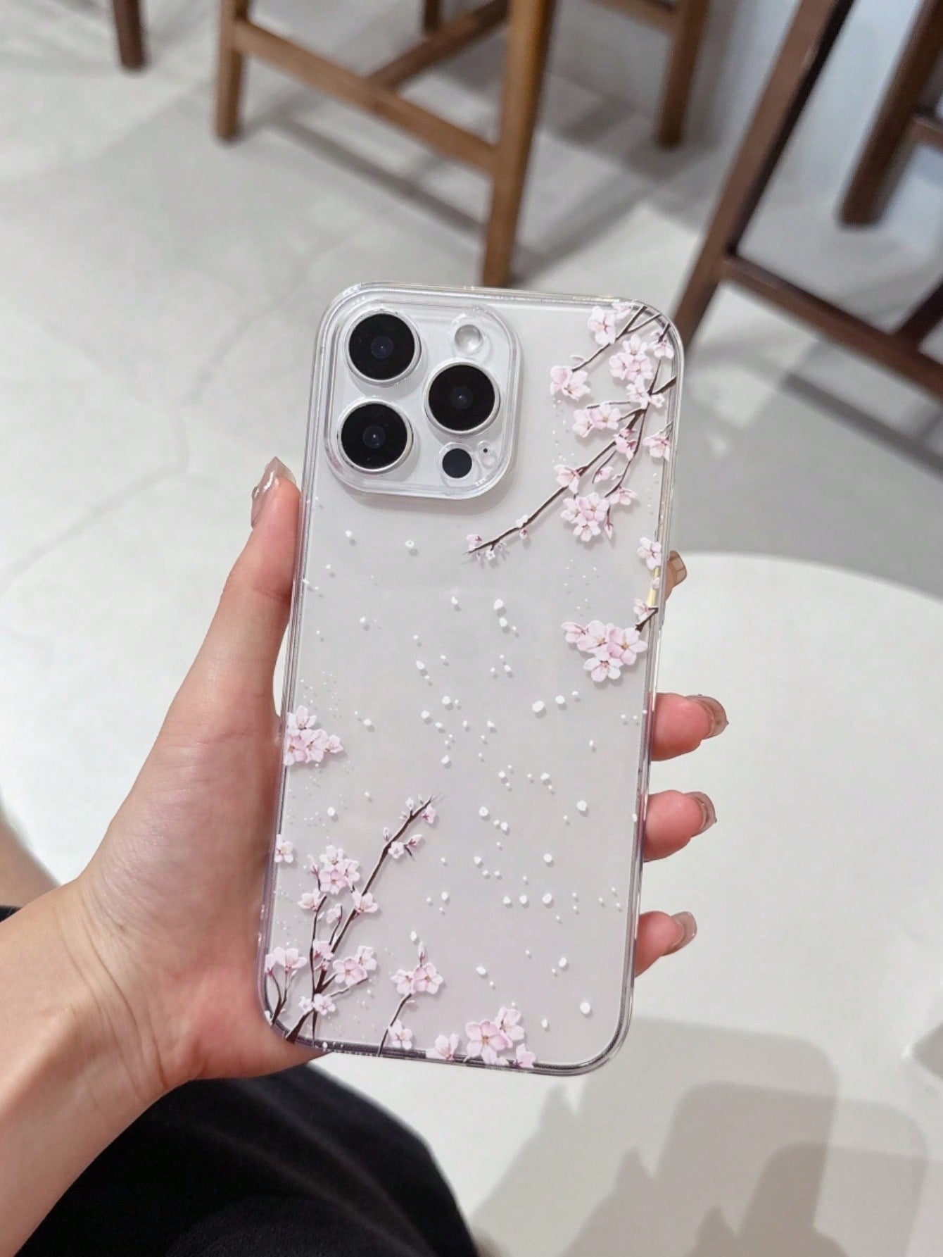 TPU White Pink Floral Element Fashion Phone Case 1pc Transparent Anti-Fall TPU Phone Case Compatible With IPhone 11, 15 Pro Max, 14 Pro Max/Galaxy/Honor X6A, X7B, X8B Waterproof Shockproof Scratch Res
