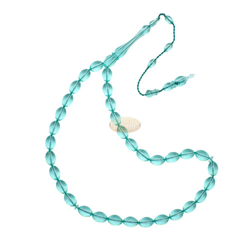 Translucent 33-Bead Sky-Blue Acrylic Oval 7 mm Turkish Style Tasbih Muslim Prayer Beads
