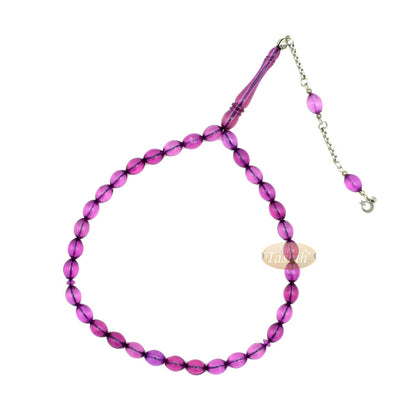 Translucent Purple Elongated Oval Monomer 33 Beads Tasbih - 8x12 mm Islamic Dhikr Beads
