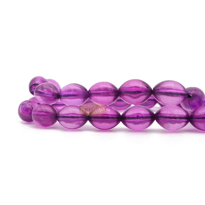 Translucent Purple Elongated Oval Monomer 33 Beads Tasbih - 8x12 mm Islamic Dhikr Beads