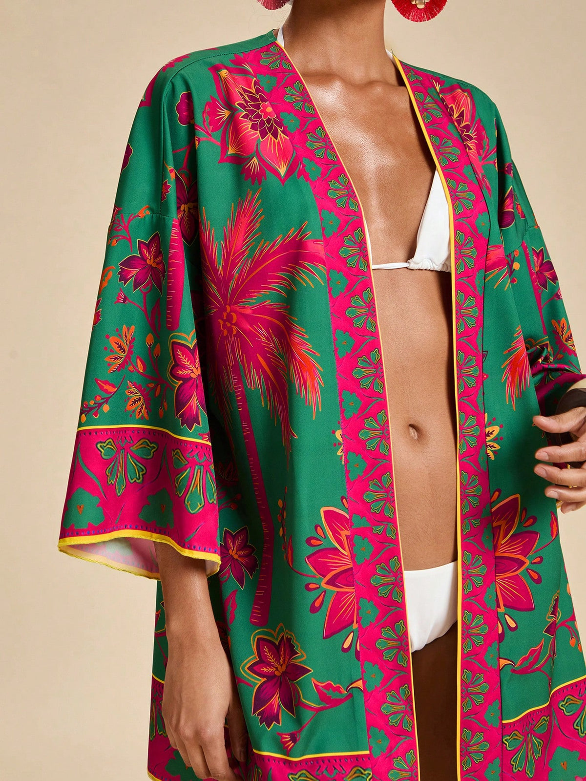 Travachic Women's Tropical Print Casual Cover-Up