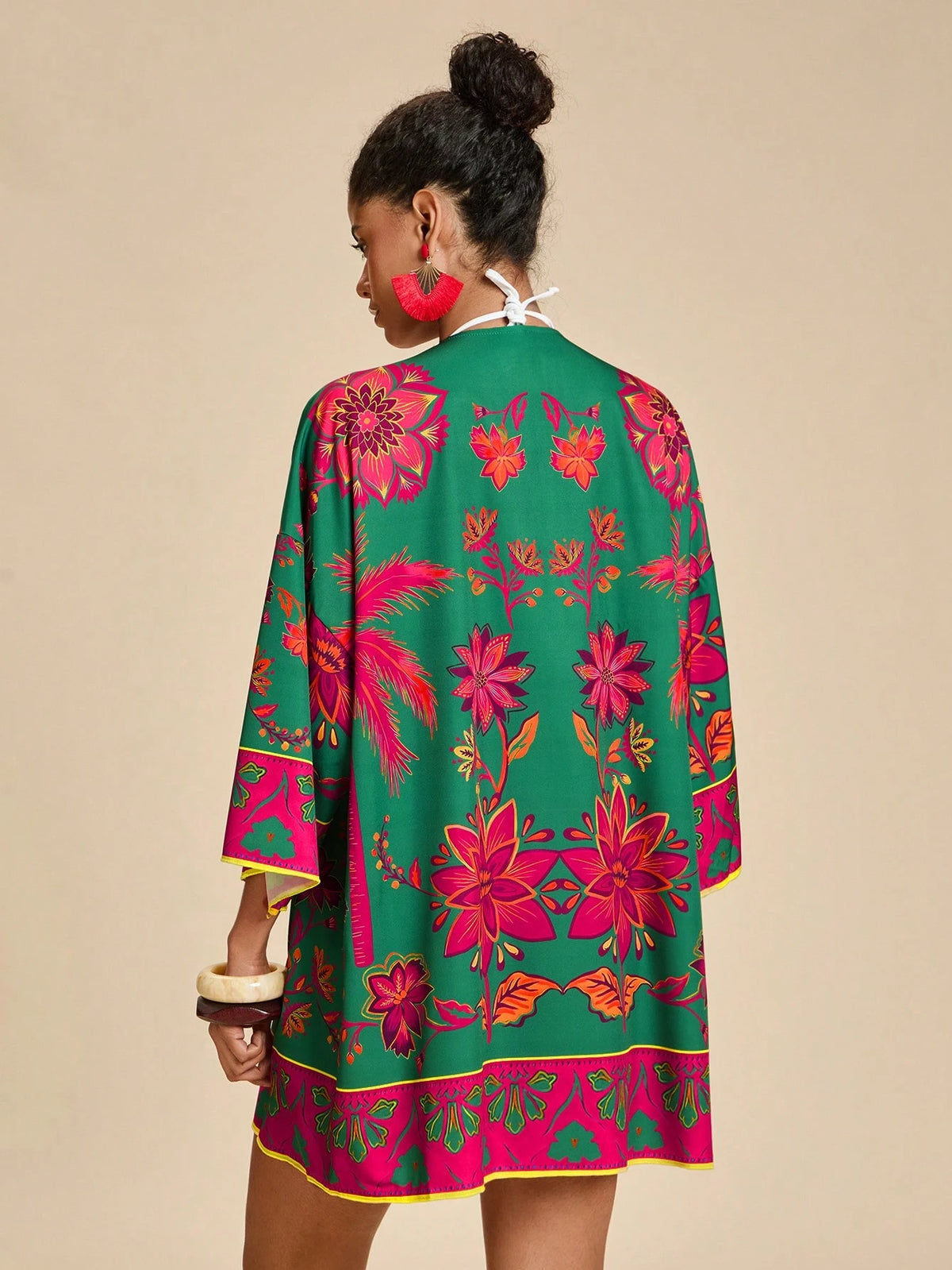 Travachic Women's Tropical Print Casual Cover-Up
