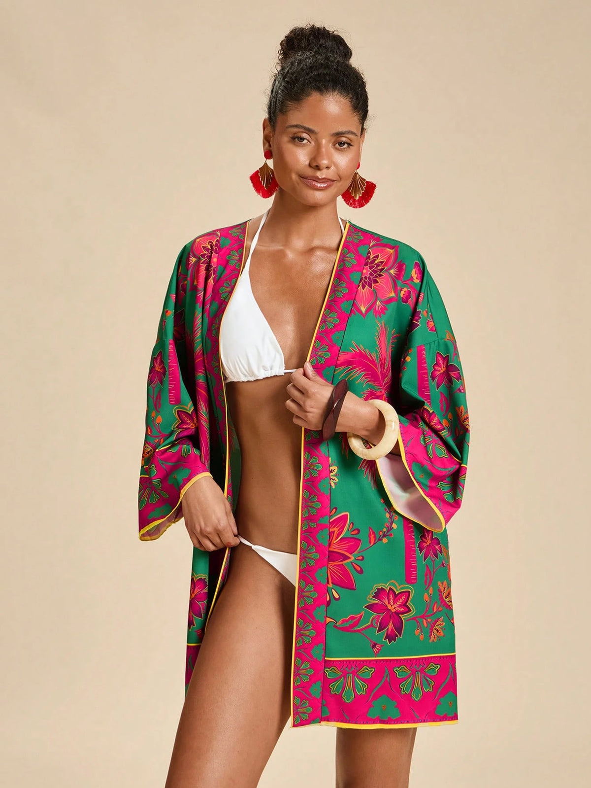 Travachic Women's Tropical Print Casual Cover-Up