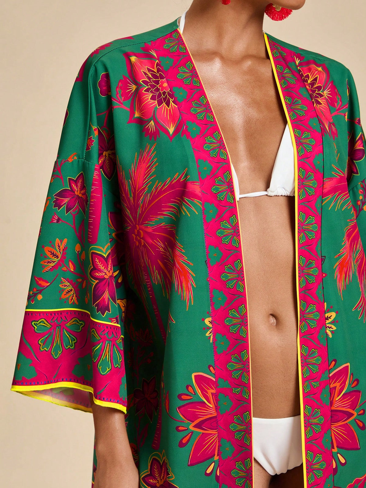 Travachic Women's Tropical Print Casual Cover-Up